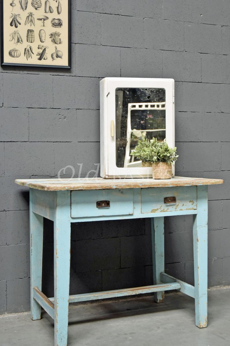 Bureau, blauw, materiaal hout